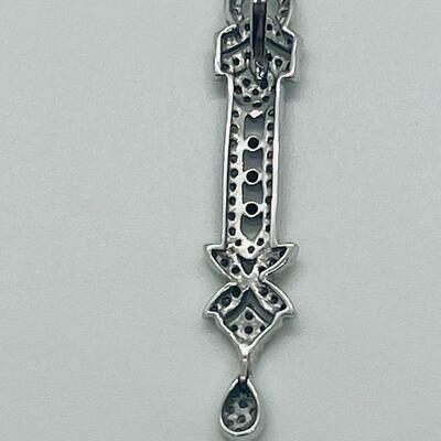 Lot 172: Vintage 10k White Gold & Diamonds Bar Pendant