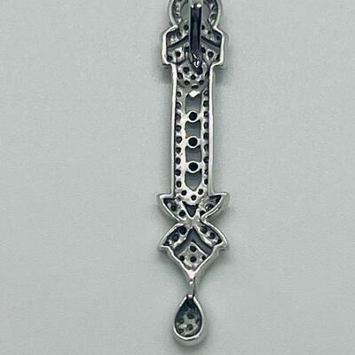 Lot 172: Vintage 10k White Gold & Diamonds Bar Pendant