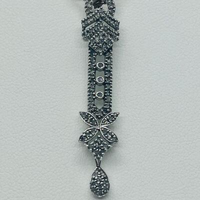 Lot 172: Vintage 10k White Gold & Diamonds Bar Pendant