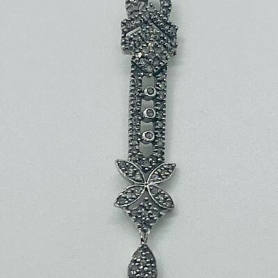 Lot 172: Vintage 10k White Gold & Diamonds Bar Pendant