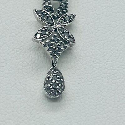 Lot 172: Vintage 10k White Gold & Diamonds Bar Pendant
