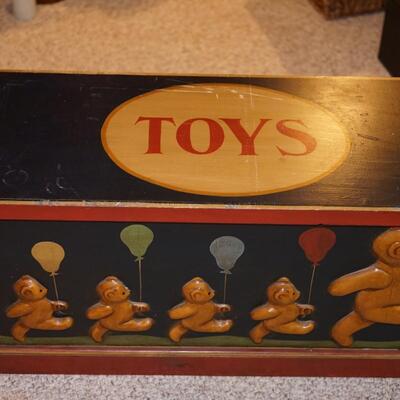 DARLING HAND CRAFTED TOY BOX W/ DIMENSIONAL TEDDY BEARS HAND PAINTED