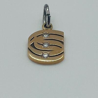Lot 175: 10k EMB CTO Yellow Gold Charm/Pendant with 3 Diamonds