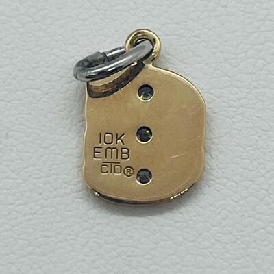 Lot 175: 10k EMB CTO Yellow Gold Charm/Pendant with 3 Diamonds