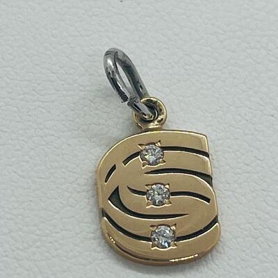 Lot 175: 10k EMB CTO Yellow Gold Charm/Pendant with 3 Diamonds