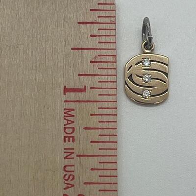Lot 175: 10k EMB CTO Yellow Gold Charm/Pendant with 3 Diamonds