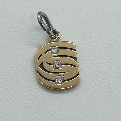 Lot 175: 10k EMB CTO Yellow Gold Charm/Pendant with 3 Diamonds