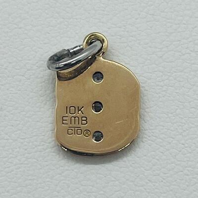 Lot 175: 10k EMB CTO Yellow Gold Charm/Pendant with 3 Diamonds