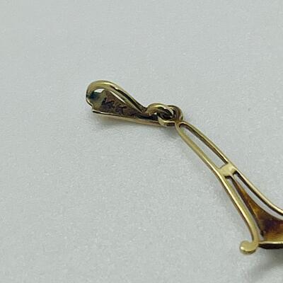 Lot 178: Vintage 14k Two-Tone Gold Pendant with Diamond center & 2 Pearls