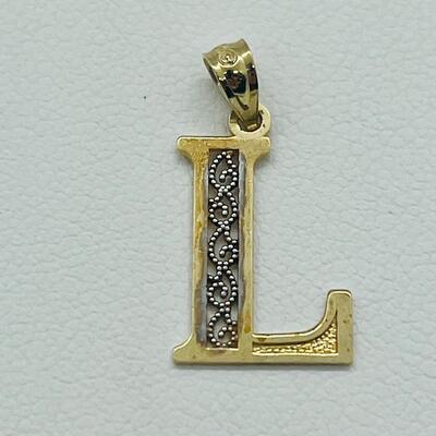 Lot 179: 10k Two-Tone Gold Letter "L" pendant