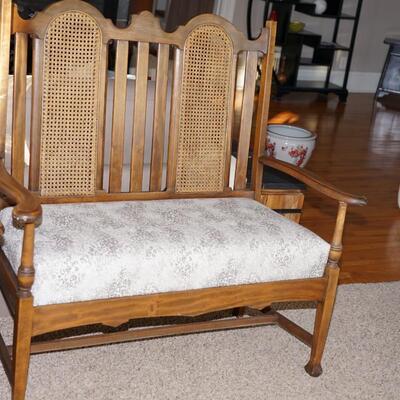 EARLY 1900'S RESTORED CANED BACK BENCH