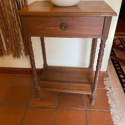 Vintage all wood nightstand with drawer