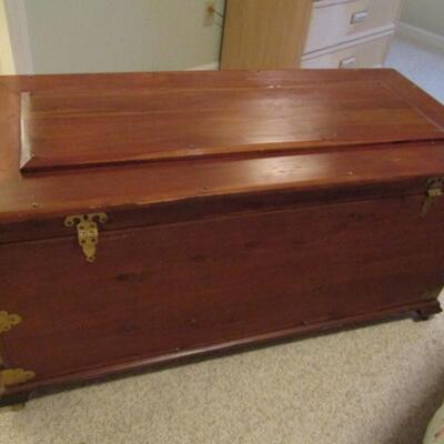 Solid Wood Storage Chest on Casters with Metal Accents- Approx 44 3/4