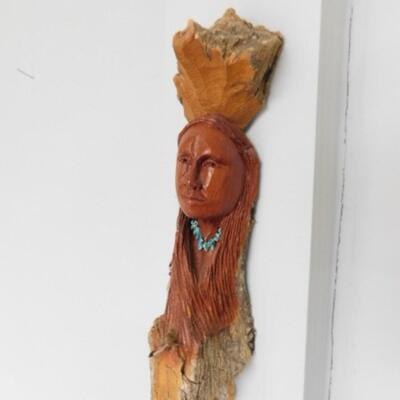 Wood Carved Native American Wood Spirit Wall Decor
