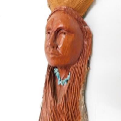 Wood Carved Native American Wood Spirit Wall Decor