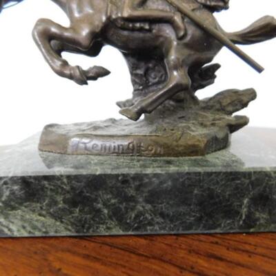 Miniature Frederic Remington 'The Cheyenne' Bronze Statuette on Marble Base