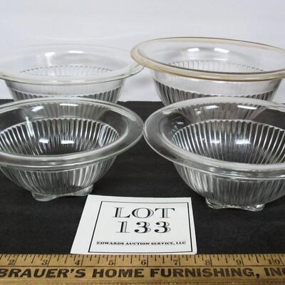 4 Vintage Glass Mixing Bowls