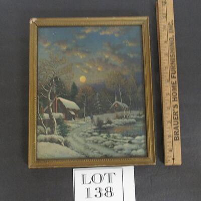 Vintage Smaller Picture, A Wintry Night, George Drew, 1941 Litho