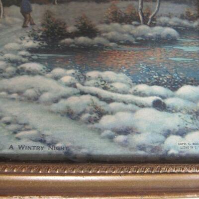 Vintage Smaller Picture, A Wintry Night, George Drew, 1941 Litho