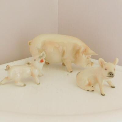Set of Three Vintage Ceramic Goebel Pig Figurines