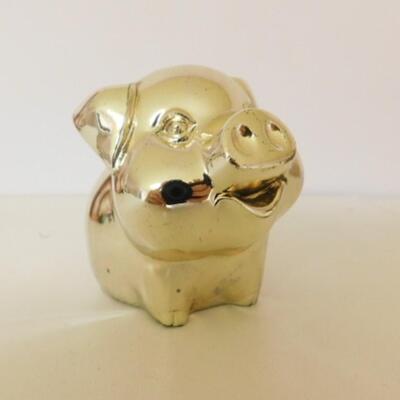 Petite Brass Finish Metal Piggy Bank