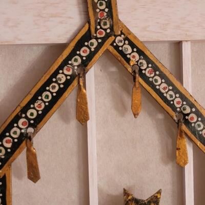 Lot 124: Vintage Handpainted Metal Hanging Cat Candleholder