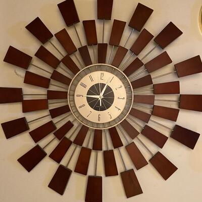 Vintage mid century modern sunburst wall clock