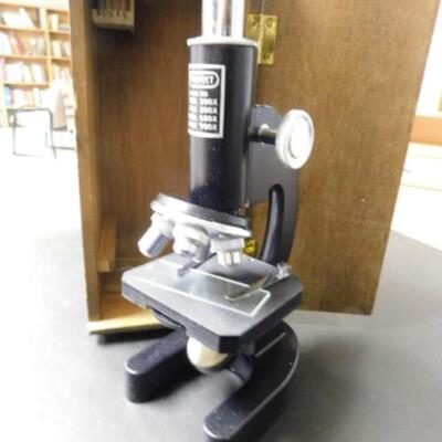 Vintage Perfect Brand Microscope with Original Wood Box Model 805