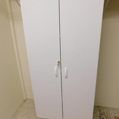 Pressed Board Laminate Finish Double Door Storage Cabinet with Key Lock (No Contents)
