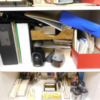 Collection of Office Supplies, Materials, and Desktop Tools (Cabinet not Included)