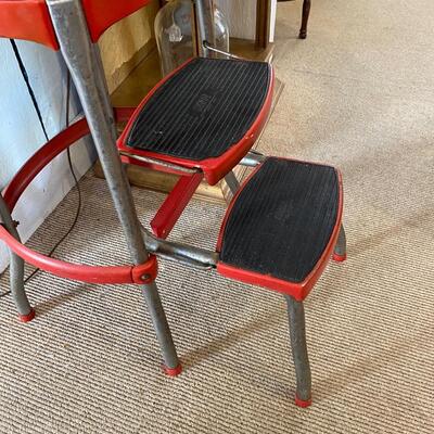 Mid century Cosco red metal 3-step stool, see details