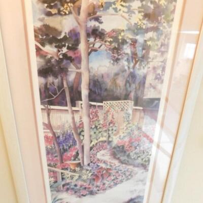 Framed Art Lithograph 'Garden Gallery' Pencil Signed by Marcy R. Chapman