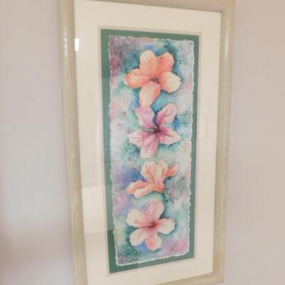 Original Watercolor Framed Art 'Hibiscus' by Marcy R. Chapman