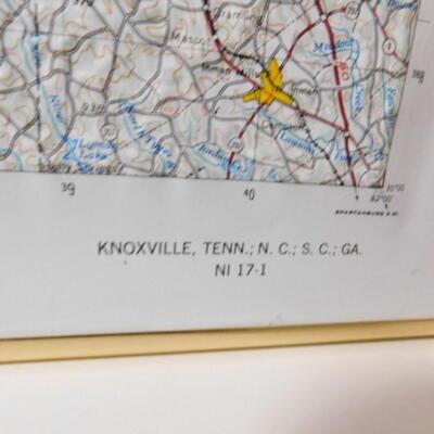Knoxville Blue Ridge Parkway Relief Map Pressed Plastic in Frame