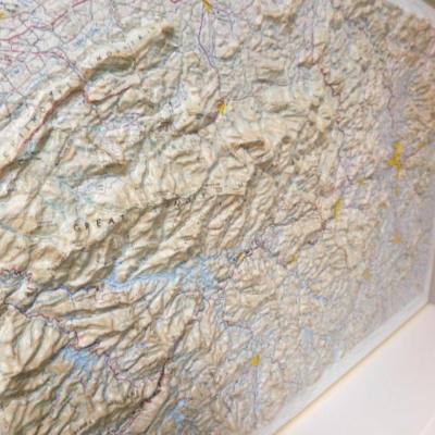 Knoxville Blue Ridge Parkway Relief Map Pressed Plastic in Frame