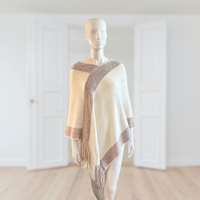 Knitted Fringed Poncho ~ One Size Fits All