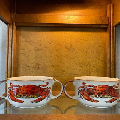 D H Holmes crab soup bowls - two
