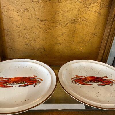 Vintage D H Holmes crab plates - two