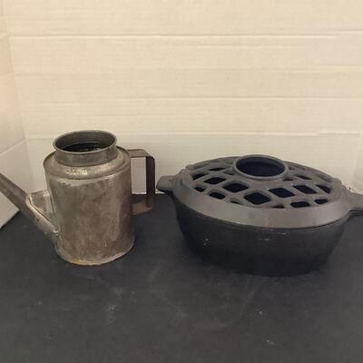 720 Vintage Cast Iron 4qt. Humidifier, Kettle,Steamer, Pot / Vintage Aluminum Water Can