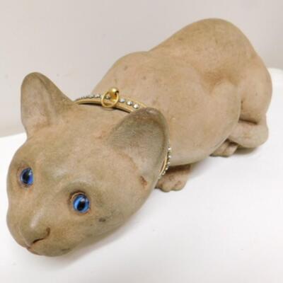 Vintage Concrete Cat with Glass Eyes 15
