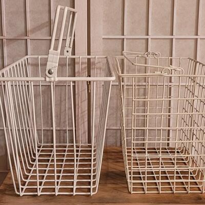 Lot 143: (2) White Metal Baskets - both with Handles