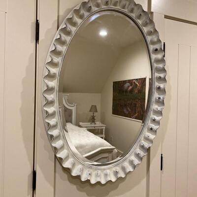 Large Oval White Wall Mirror