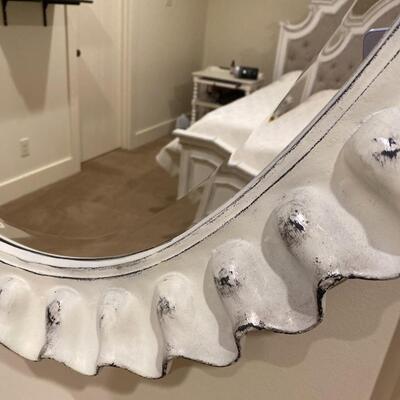 Large Oval White Wall Mirror