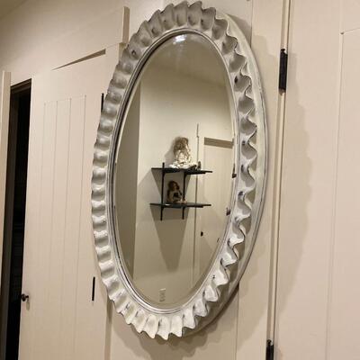 Large Oval White Wall Mirror