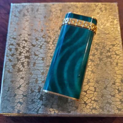 Rare Cartier Gold Plated Green Lighter