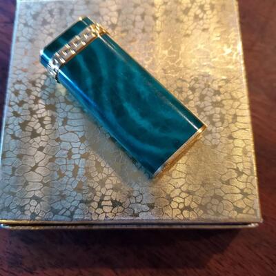 Rare Cartier Gold Plated Green Lighter