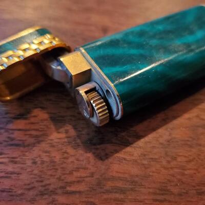 Rare Cartier Gold Plated Green Lighter