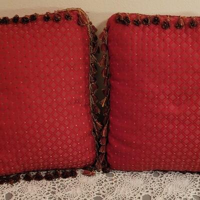 Lot 158: Red Decorative Pillows with Tassels