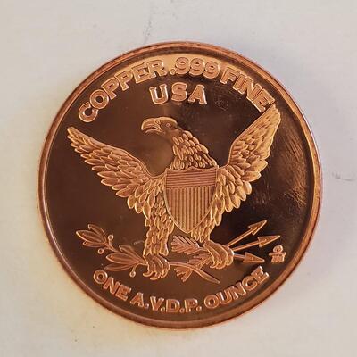 U.S. Army Military .999 1 ounce Fine Copper Round Free Shipping Bid or Buy Now