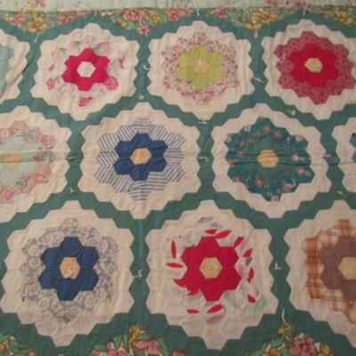 Handmade Quilt- Honeycomb Pattern- Approx 40